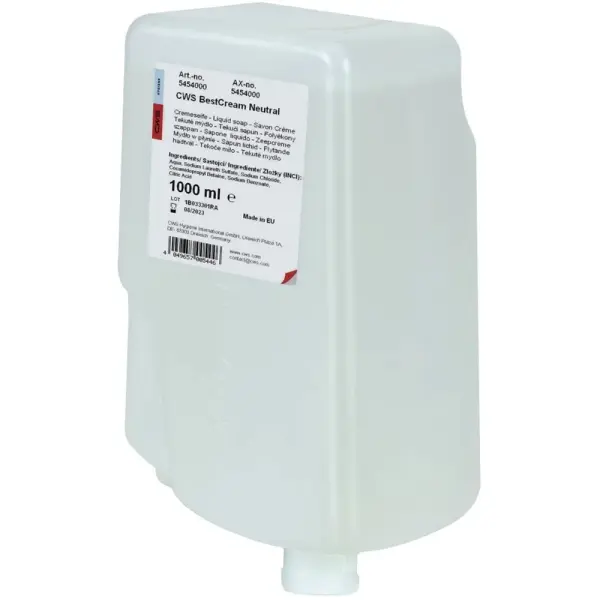 CWS BestCream Seifencreme Neutral farblos, parfümfrei 1 Karton = 12 x 1 l Flasche