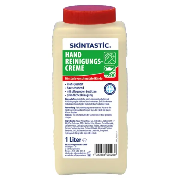 SKINTASTIC Handreinigungscreme mit microfeinen Reibekörpern 1 l Weithalsflasche