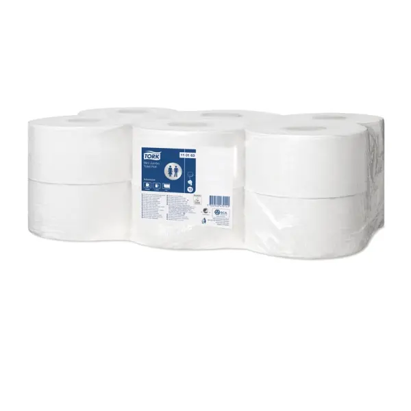 TORK Advanced Mini Toilettenpapier 1 lagig hochweiß 1 Rolle = 240 m 1 Karton = 12 Rollen