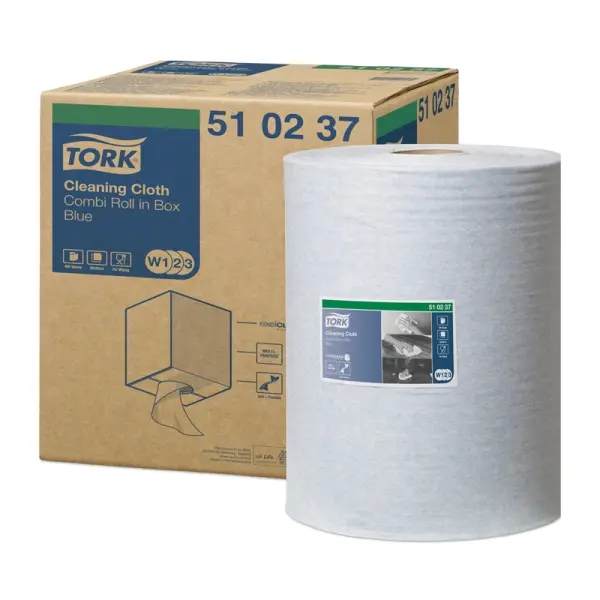 TORK Premium Reinigungstücher 1-lagig blau, 1 Rolle = 400 Tücher 1 Karton = 1 Rolle
