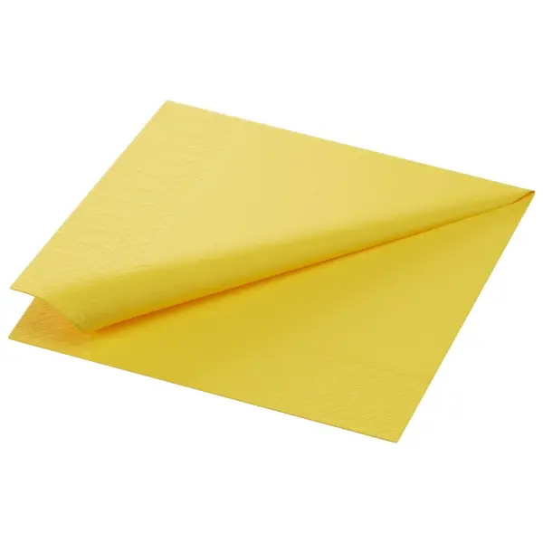 Duni Zelltuch Servietten 3-lagig, 33 x 33 cm, 1/4 Falz, gelb 1 Karton = 4 x 250 Stück