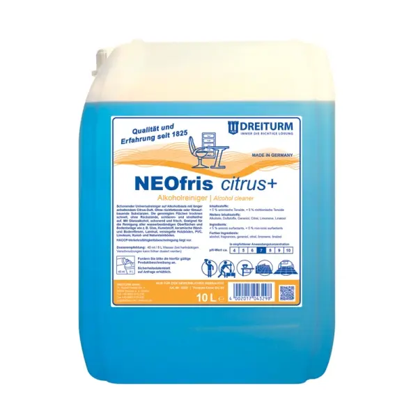 Dreiturm NEOfris citrus+ Alkoholreiniger mit Citrus- Duft 10 l Kanister