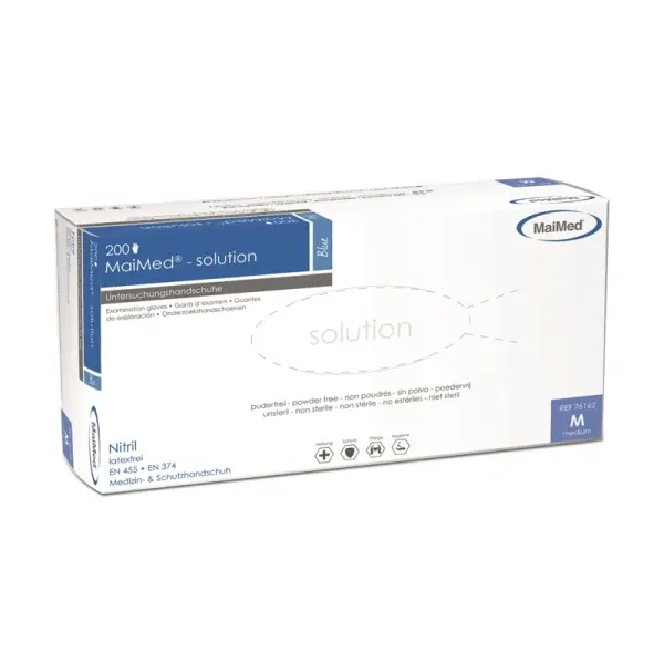 MaiMed-solution PF blue Nitril-Einmalhandschuhe unsteril, puderfrei, blau, Gr. S 1 Box = 200 Stück