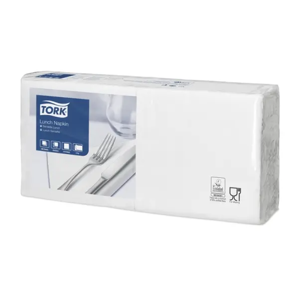 TORK Lunchserviette 2-lagig, 33 x 33 cm, 1/4 Falz weiß 1 Karton = 2000 Stück