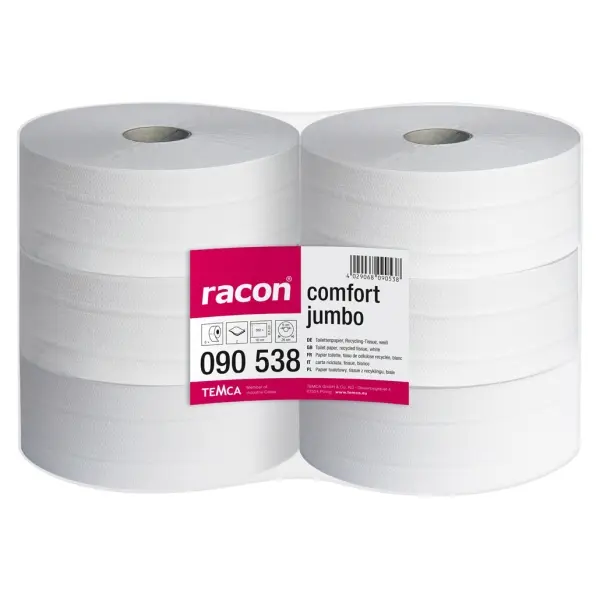 racon premium jumbo Toilettenpapier 2-380 2-lagig weiß Rolle a 380 m x 9,5 cm 1 Pack = 6 Rollen