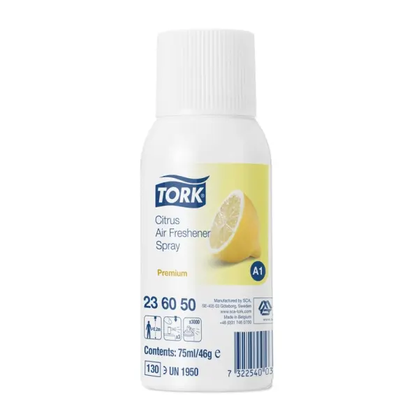 TORK Premium Lufterfrischer Spray mit Zitrusduft enthält konzentrierte Duftöle 75 ml Patrone