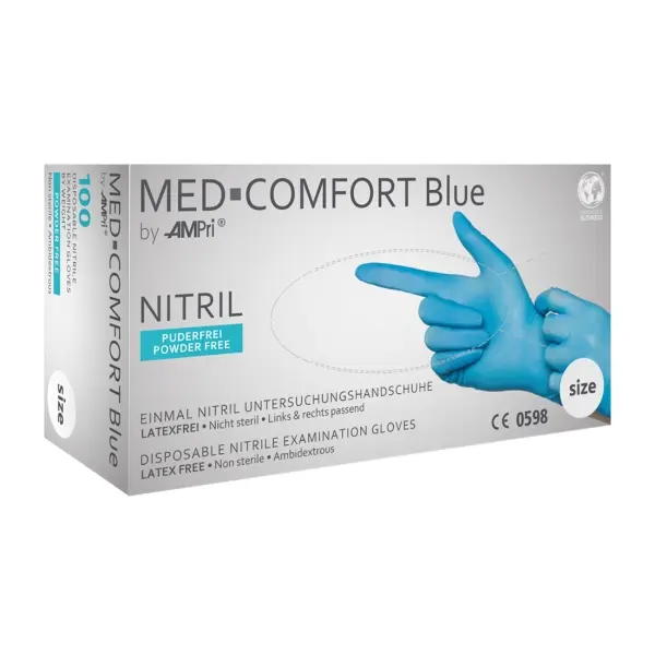 MED-COMFORT Blue Nitrilhandschuhe mittelstark puderfrei, blau, Gr. XL 1 Box = 100 Stück