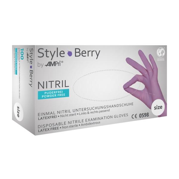 STYLE BERRY Einmalhandschuhe aus Nitril puderfrei, lila, Gr. L 1 Box = 100 Stück