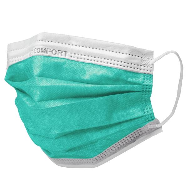 MED-COMFORT Mundschutzmasken 3-lagig, TYP IIR, grün 1 Box = 50 Stück