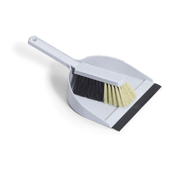 Kehrgarnitur mit Lippe 2-teilig granit, Haarmischung Kunststoff, 21 cm breit