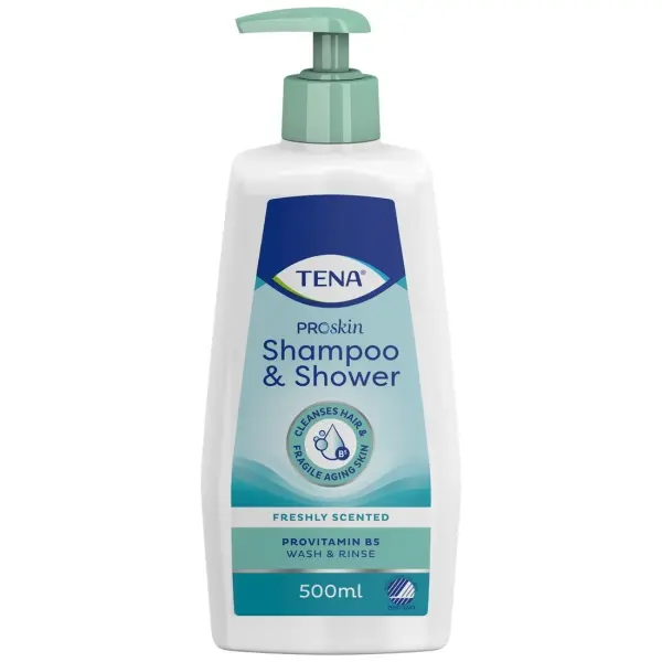 TENA Shampoo & Shower sanftes Shampoo und Duschgel in einem 500 ml Flasche