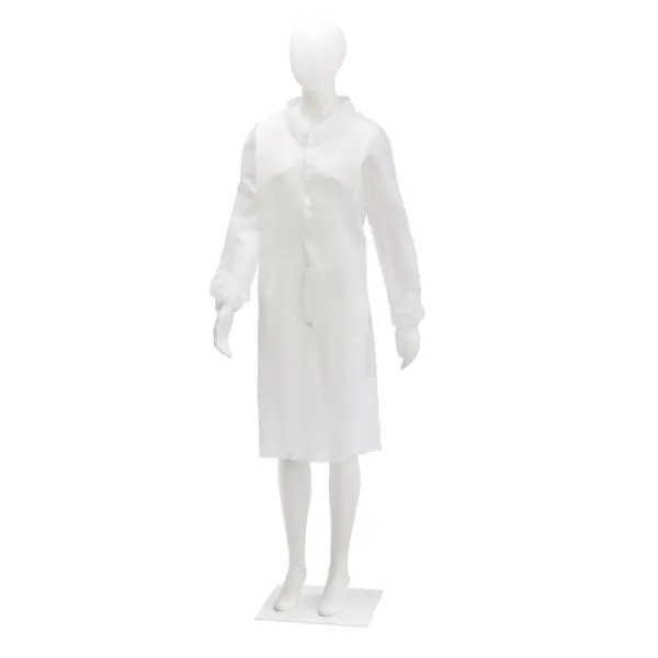 Besuchermantel PP-Vlies, weiß mit 4 Druckknöpfen, Hemdkragen Gr. XL