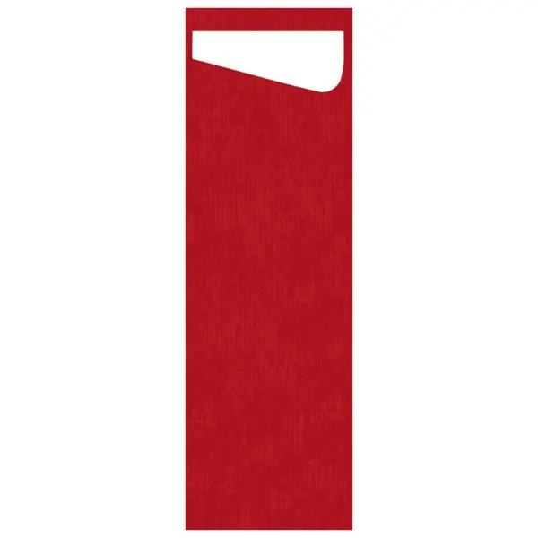 Duni SACCHETTO Slim Dunisoft Serviettentasche 230 x 70 mm, rot / Dunisoft-Serviette weiss 1 Karton = 4 x 60 Stück