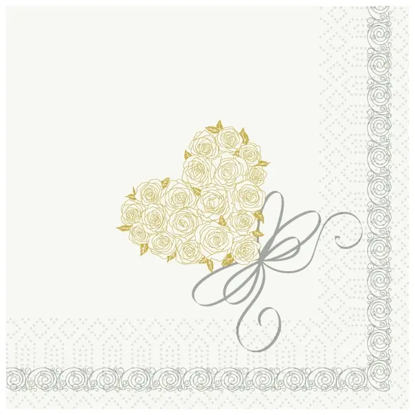 Duni Zelltuch Servietten 3-lagig, 33 x 33 cm, 1/4 Falz, Heart 1 Karton = 10 x 50 Stück