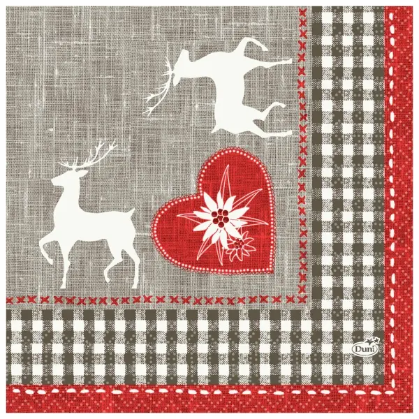 Duni Zelltuch Servietten 3-lagig, 33 x 33 cm, 1/4 Falz, Alpenglück 1 Karton = 10 x 50 Stück