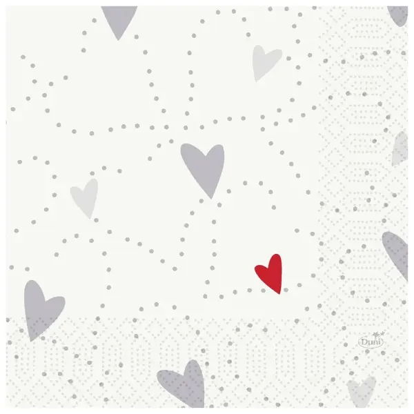 Duni Zelltuch Servietten 3-lagig, 33 x 33 cm, 1/4 Falz, Love 1 Karton = 10 x 50 Stück