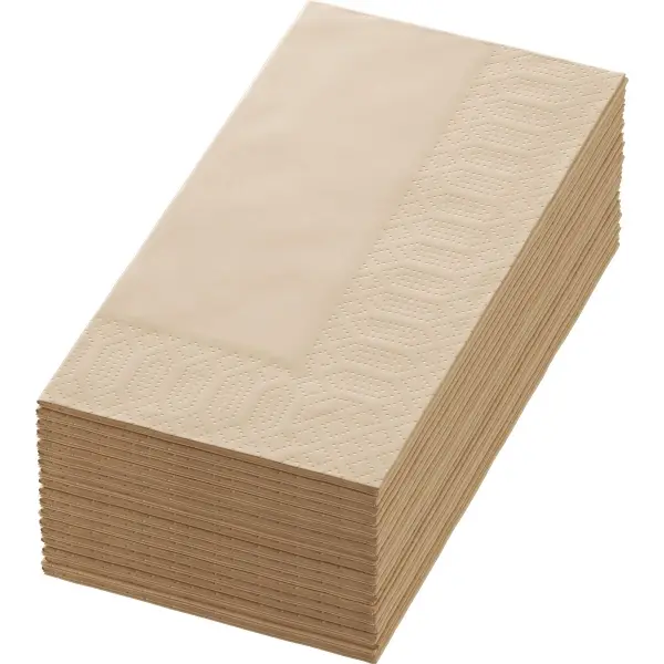 Duni Zelltuch Servietten 3-lagig, 40 x 40 cm, 1/8 Bruchfalz, Natural Brown 1 Karton = 5 x 250 Stück