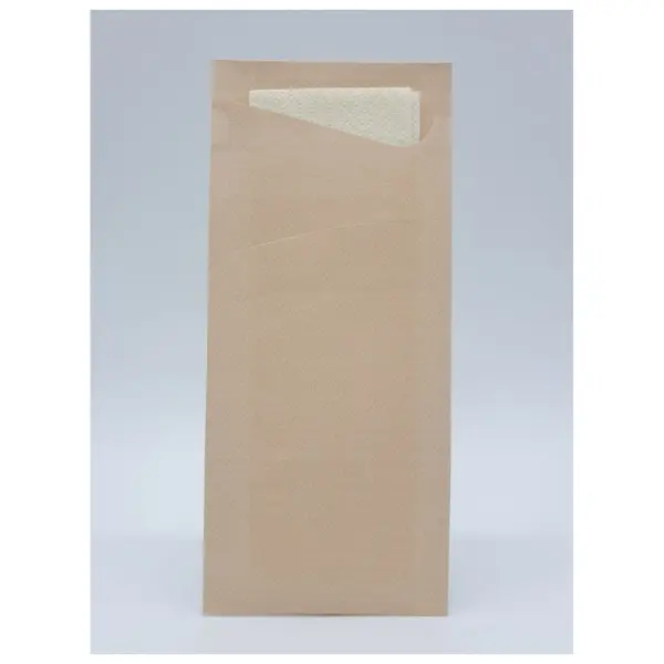 Duni SACCHETTO Zelltuch Serviettentasche 190 x 85 mm, nature / Serviette cream 1 Karton = 5 x 100 Stück