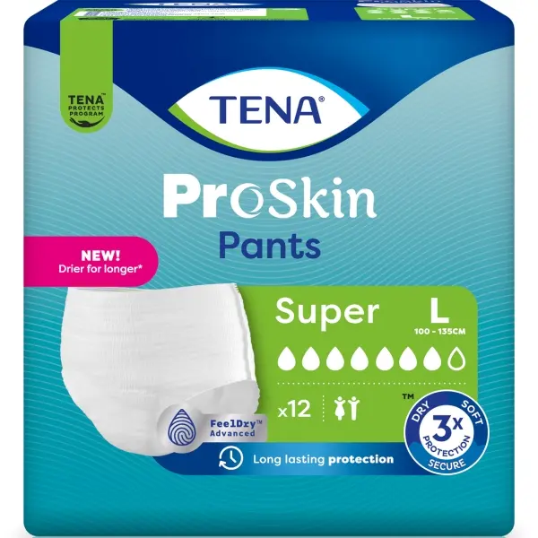 TENA ProSkin Pants Super Gr. L Einwegpants bei mäßigem bis starken Harnverlust 1 Beutel = 12 Stück