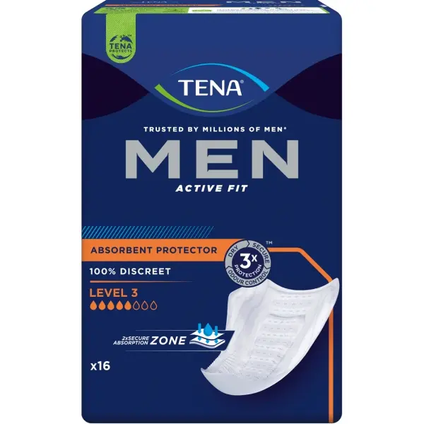 TENA Men Active Fit Level 3 Inkontinenzeinlagen für Männer 1 Beutel = 16 Stück
