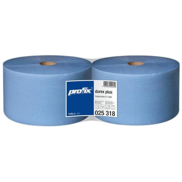 profix® durex plus Putztuchrolle 3-lagig, 22 x 36 cm, blau, perforiert, Rolle a 1000 Blatt 1 Pack = 2 Rolle