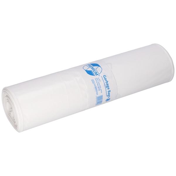 DEISS PREMIUM Abfallsäcke, 70 l, 60 my, weiß 575 x 1000 x 0,06 mm, LDPE aus Recycling 1 Rolle = 25 Stück