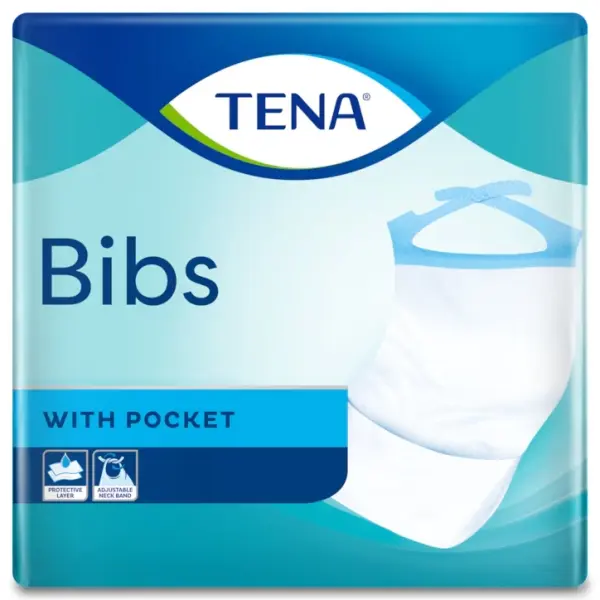 TENA Bibs Einmal-Schutzservietten Gr. L Lätzchen für Erwachsene 66 x 37 cm 1 Beutel = 150 Stück
