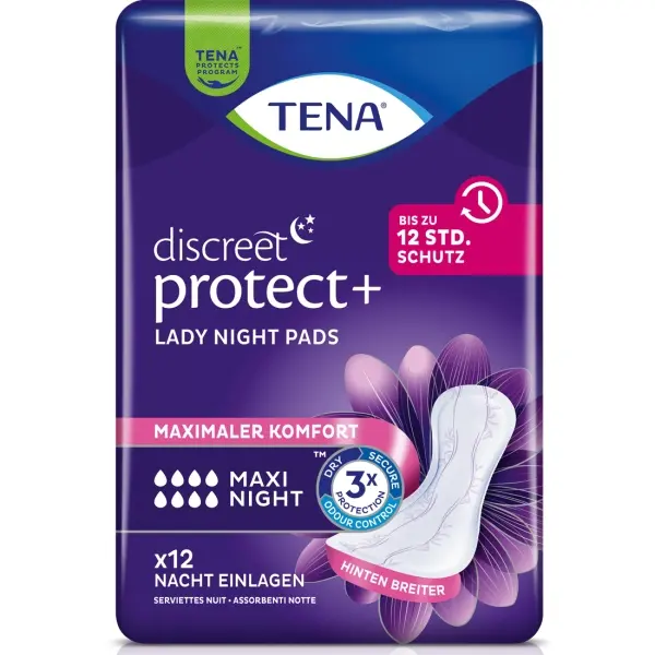 TENA Lady Discreet Maxi Night Inkontinenz-Einlage für die Nacht 1 Beutel = 12 Stück