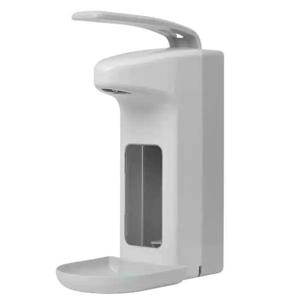 AMPri manueller Armhebelspender 1000 ml für flüssige Seifen und Desinfektionsmittel weiß-grau