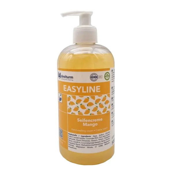 Dreiturm EASYLINE Seifencreme Mango Handwaschcreme zur schonenden Händereinigung, 500 ml Flasche 1 Karton = 12 Flaschen