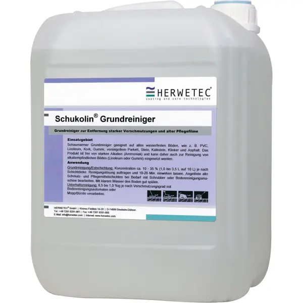 HERWETEC Schukolin® Grundreiniger zur Entfernung von Verschmutzungen wie Öle, Fette und Schmierstoffe 10 l Kanister