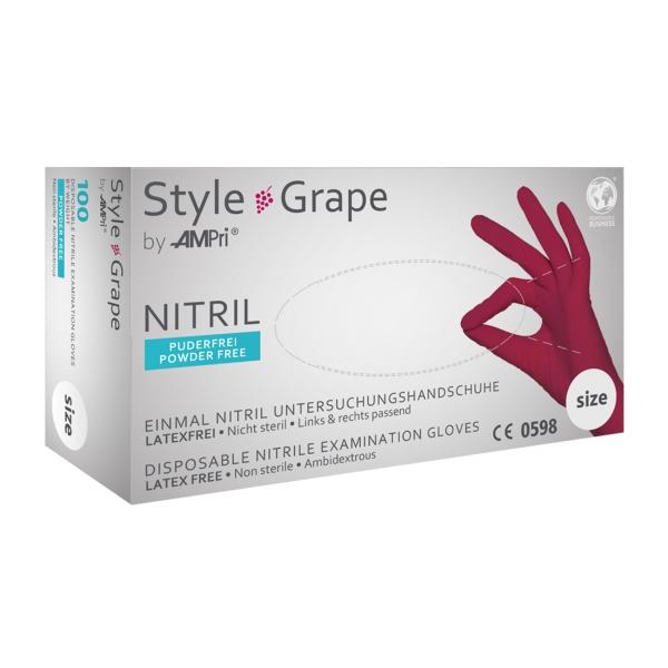 STYLE GRAPE Nitrilhandschuhe ungepudert, bordeaux-rot, Gr. M 1 Box = 100 Stück