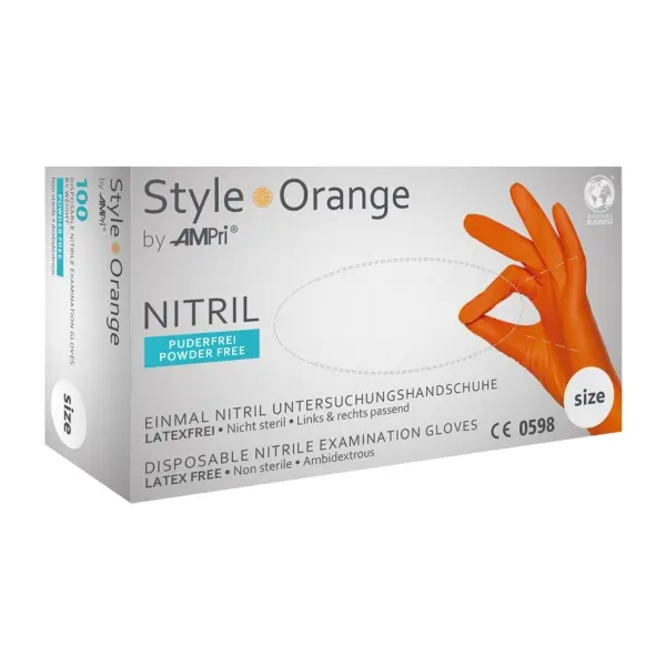 STYLE ORANGE Nitril-Einmalhandschuhe ungepudert, orange, Gr. L 1 Box = 100 Stück