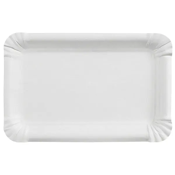 Pappteller rechteckig, weiß 9 x 15 cm. weiß, Frischfaser, flach 1 Pack = 250 Stück