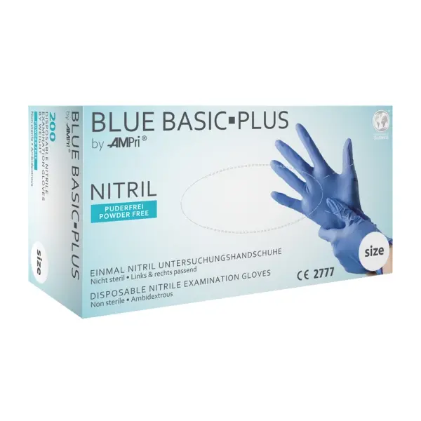 BLUE BASIC PLUS Nitril-Einmalhandschuhe ungepudert, blau, Gr. M 1 Box = 200 Stück
