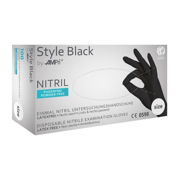 STYLE BLACK Nitril-Einmalhandschuhe puderfrei, schwarz, Gr. XXL 1 Box = 100 Stück