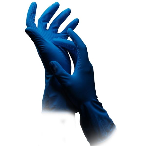 Clean-Comfort Latex-Haushaltshandschuh innen baumwollbeflockt, blau Gr. L