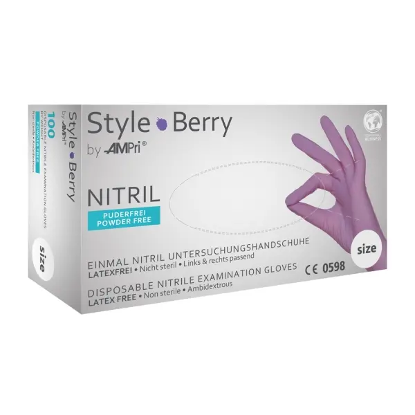 STYLE BERRY Einmalhandschuhe aus Nitril puderfrei, lila, Gr. XS 1 Box = 100 Stück