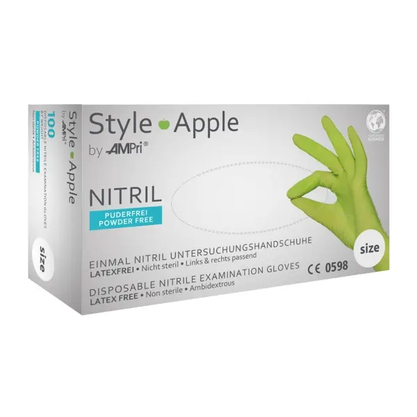 STYLE APPLE Nitril-Einmalhandschuhe ungepudert, grün, Gr. XL 1 Box = 100 Stück