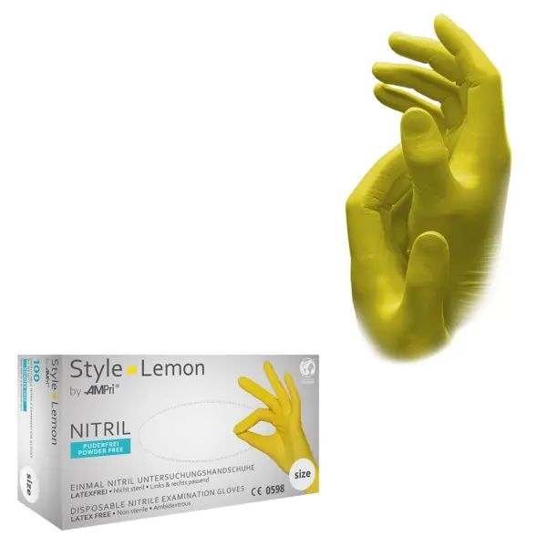 STYLE LEMON Nitril-Untersuchungshandschuhe ungepudert, gelb, Gr. XS 1 Box = 100 Stück