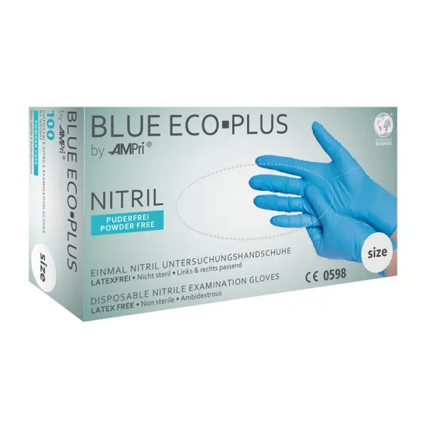 Blue Eco Plus Nitril Einmalhandschuhe, blau, puderfrei Gr. L 1 Box = 100 Stück