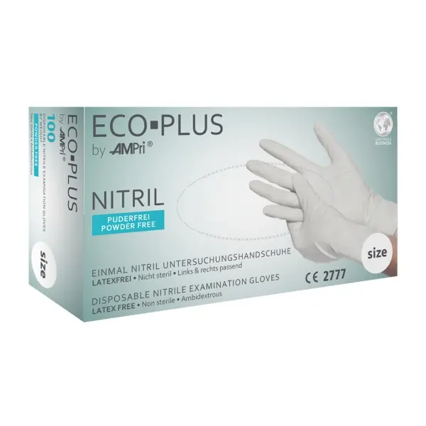 ECO PLUS Nitril-Untersuchungshandschuhe ungepudert, weiß, Gr. L 1 Box = 100 Stück