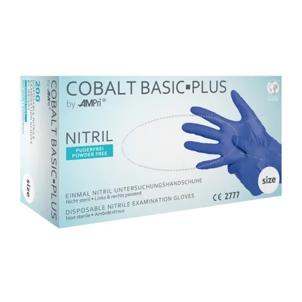 COBALT BASIC PLUS Nitril-Einweghandschuhe ungepudert, kobaltblau, Gr. XS 1 Box = 200 Stück