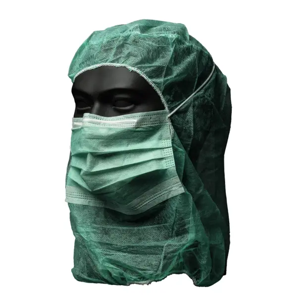 MED-COMFORT Einweg-Astronautenhaube mit Mundschutz, grün 1 Beutel = 100 Stück