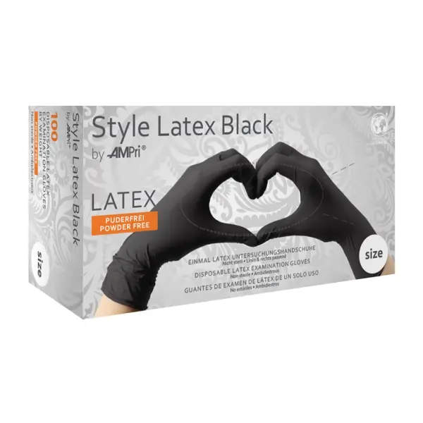 STYLE LATEX BLACK Latexhandschuhe puderfrei, schwarz, Gr. XS 1 Box = 100 Stück
