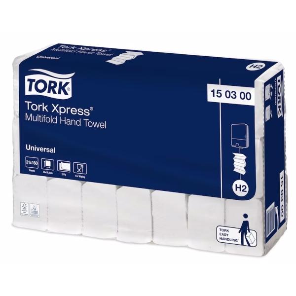 TORK Xpress® Multifold-Handtücher 2-lagig, 19,6 x 34 cm, weiß 1 Karton = 3360 Blatt