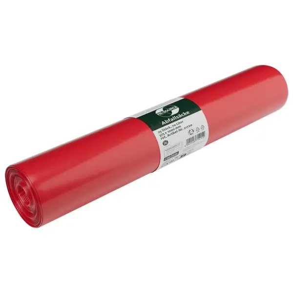 DEISS RE:SOURCE Abfallsäcke 70 l, 29 my, rot 575 x 1000 mm, Recycling-LDPE 1 Rolle = 25 Stück