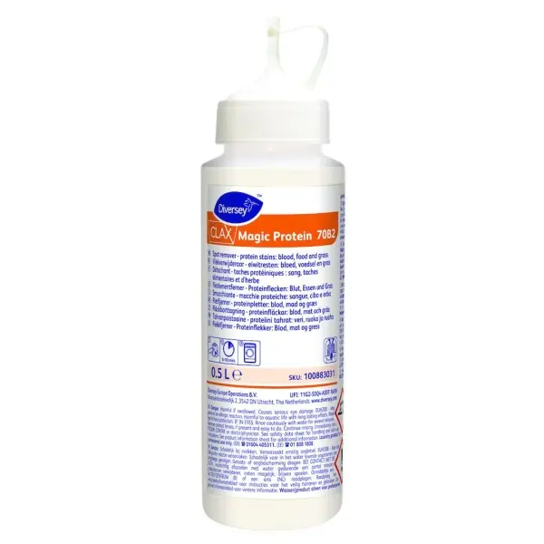Diversey Clax Magic Protein 7OB2 Fleckenentferner für Blut, Lebensmittel und Gras 500 ml Flasche