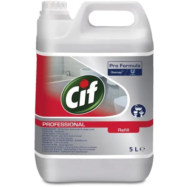 Diversey Cif Professional 2-in-1 Badreiniger kombinierter Waschraumreiniger und Entkalker 5 l Kanister