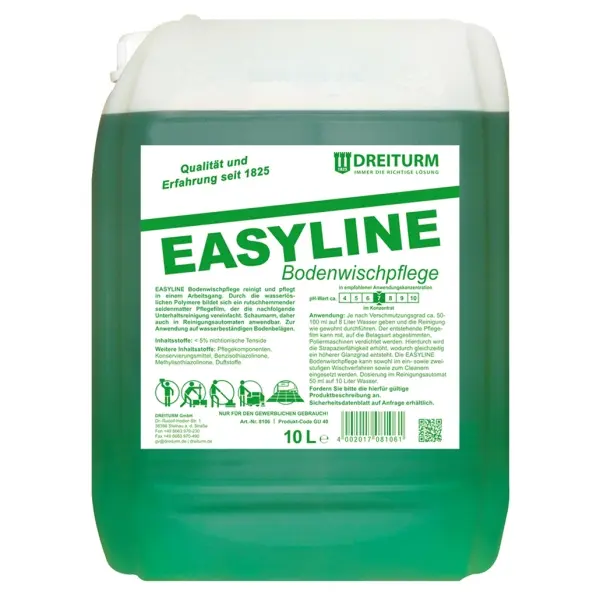 Dreiturm EASYLINE Wischpflege für alle wasserbeständigen Bodenbelägen 10 l Kanister